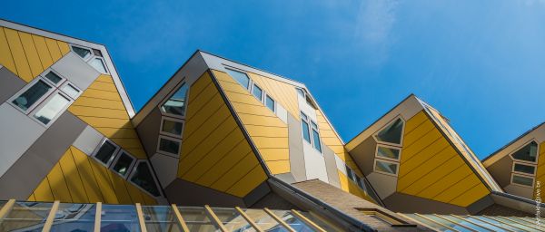 blue,yellow,Dutch,architecture,jaune,Rotterdam