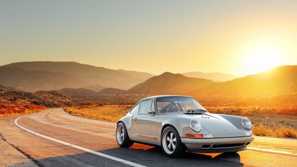 Porsche,Yan görünüm,911,gün batımı,yol