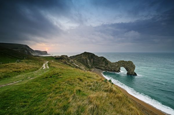 beach,cliff,clouds,coast,door,4237x2819 px