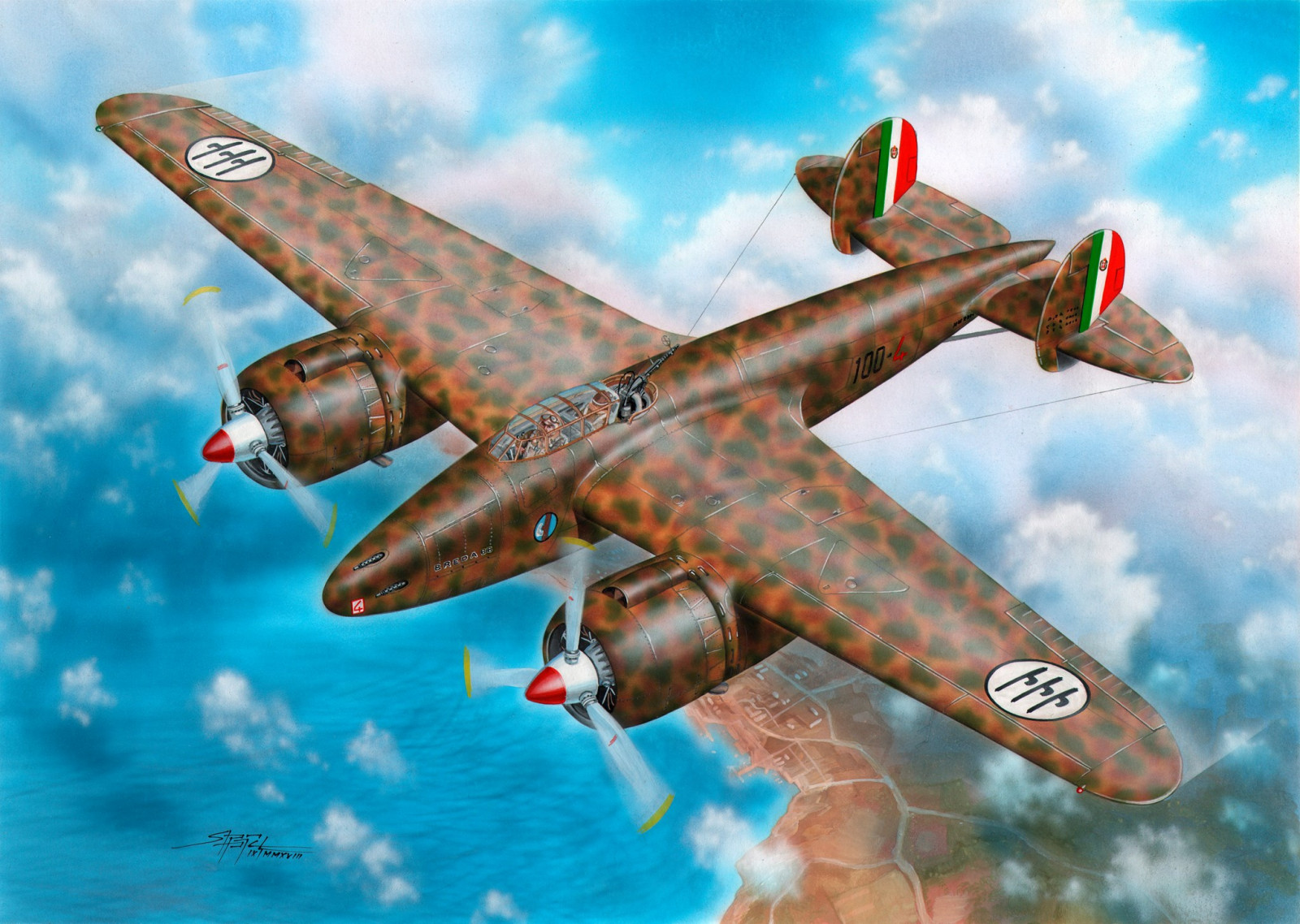 anden Verdenskrig, krig, world war, fly, fly, militær, militærfly, Italien, Regia Aeronautica, luftvåben, boxart, maleri, kunstværk, Italienske luftvåben