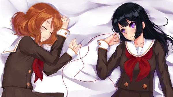 Anime, Meninas anime, Euphonium hibike, ilustração, desenho animado, cabelo preto