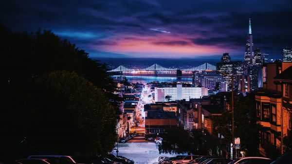 Şehir manzarası,gece,Bina,San Francisco,Amerika Birleşik Devletleri