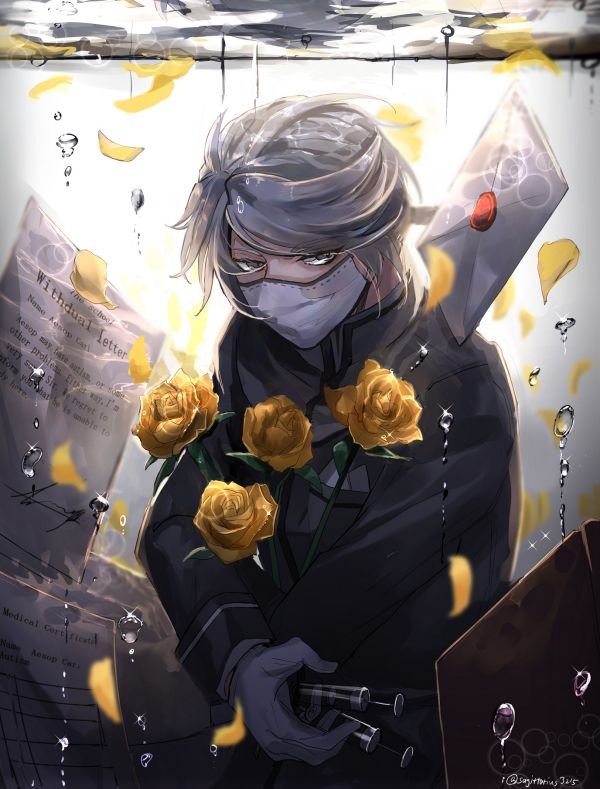 anime,Aesop Carl,yellow flowers,roses,male,Identity V