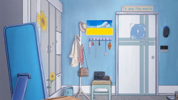 digitale kunst,anime,winter,kamer,woonkamers,zonnebloemen