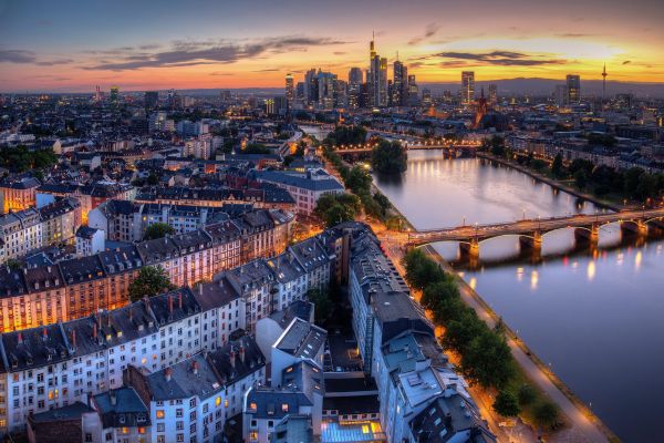 2048x1367 px,des ponts,villes,soir,Francfort,Allemagne