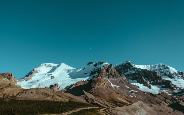 panorama, natureza, neve, Lua, Canadá, montanhas