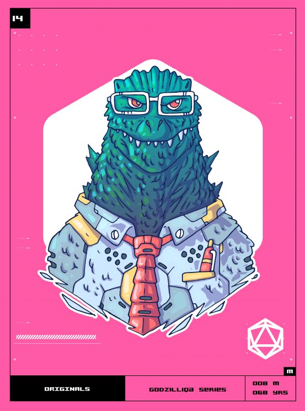 Godzilla,nft,arta digitala,ilustrare