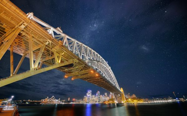 2880x1800 px,Australia,jembatan,Cityscape,malam,bintang