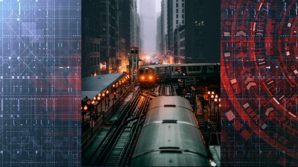 train,railway,photo manipulation,Chicago,city,subway