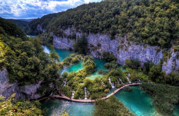 természet,tájkép,fák,Plitvicei Nemzeti Park,Plitvicei-tavak Nemzeti Park,híd