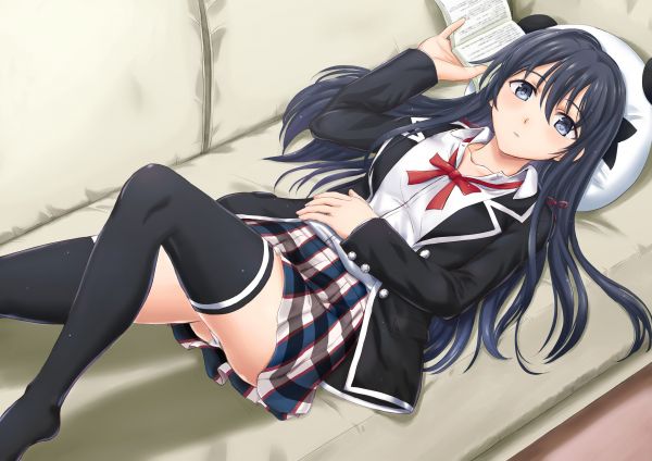 anime,anime girls,black hair,school uniform,Yahari Ore no Seishun Love Comedy wa Machigatteiru,Yukinoshita Yukino