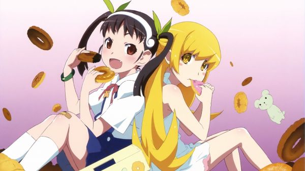 1920x1080 px,donitsi,Hachikuji Mayoi,Bakemonogatari,Oshino Shinobu