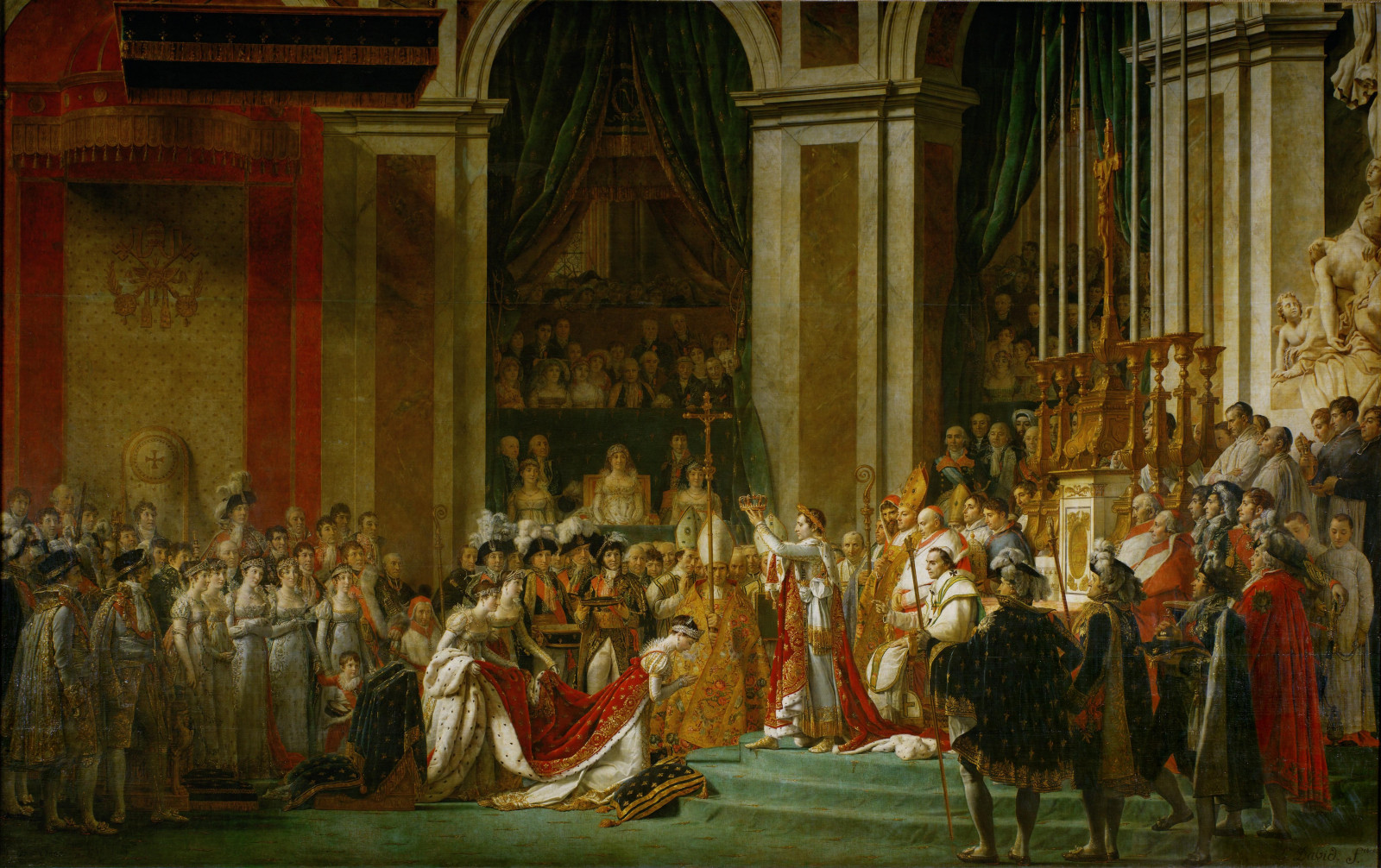 la pittura, le tende, pilastro, Jacques Louis David, Cattedrale, arte classica, Altare, reale, L'Incoronazione di Napoleone e Giuseppina, ARTE, storia antica, luogo di culto, Medioevo