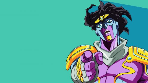 Minimalisme,Jojo's Bizarre Adventure,Star Platinum,Jotaro Kujo,Anime,Fond simple