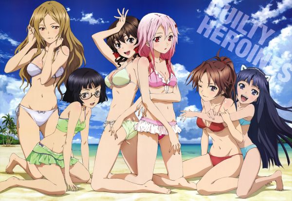 illustratie,anime,animemeisjes,strand,spotprent,roze haar