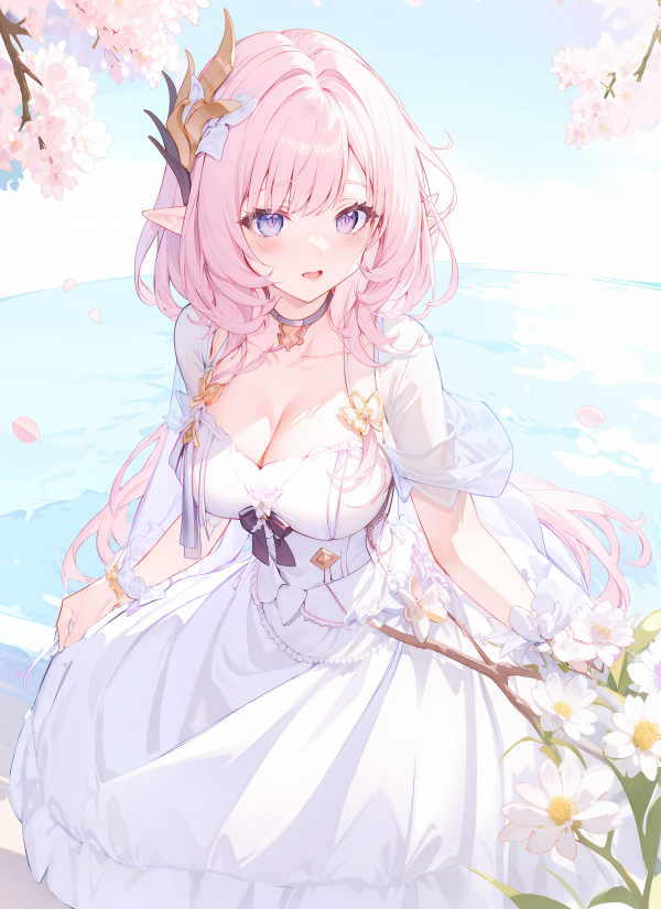 Elysia Honkai Impact 3rd,pink hair,pink eyes,big boobs