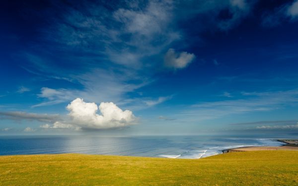 luce del sole, paesaggio, mare, collina, natura, erba