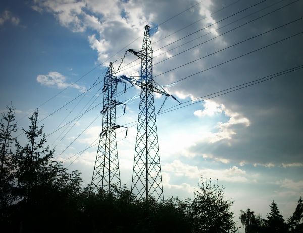 electricity,power lines,utility pole,sky,high voltage