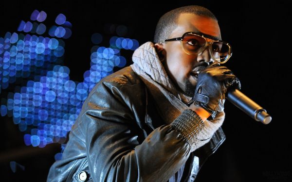 Kanye West,jacket,glasses,microphone,gloves