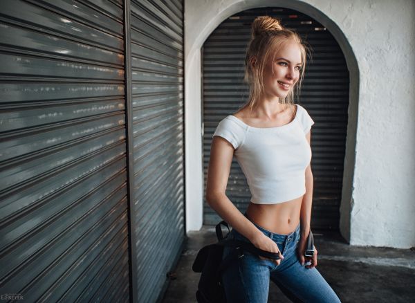 women,blonde,Evgeny Freyer,skinny,smiling,jeans