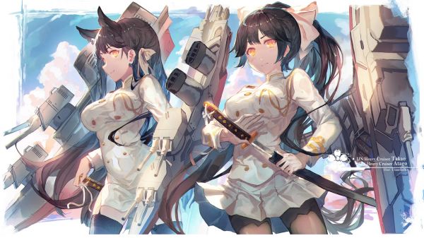 애니메이션,애니메이션 소녀들,Azur Lane,Takao Azur Lane,Atago Azur Lane,포니 테일