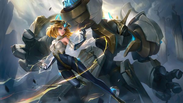 zbroja,Edith,Mobile Legends,blond,Mecha dziewczyny,Video Game Art