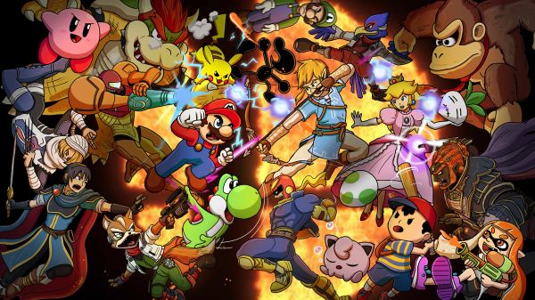 Super Smash Bros Ultimate,Mario Bros,Video herné postavy,nintendo,Pikachu,Kirby