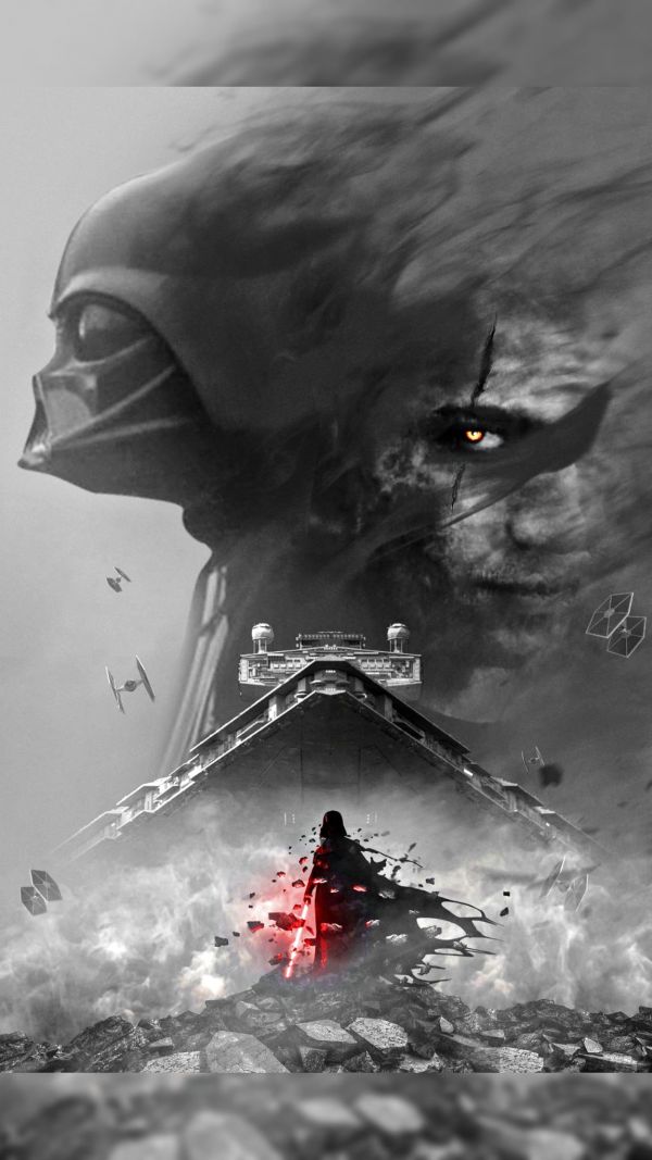 Звездные войны,Звездный разрушитель,TIE Fighter,Дарт Вейдер,монохромный,Селективная окраска