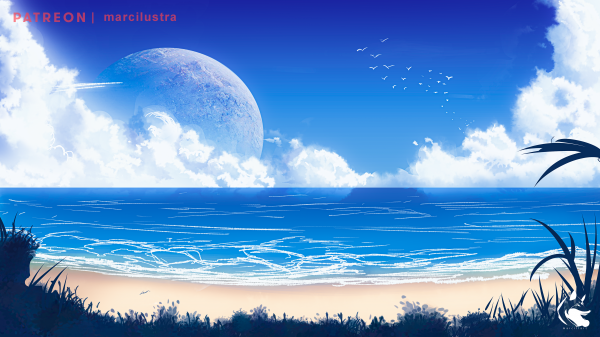 cielo,Luna,Nubes,playa,arena,mar