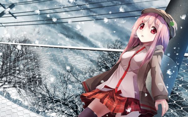 anime, animemeisjes, hoed, cosplay, sneeuw, wolken