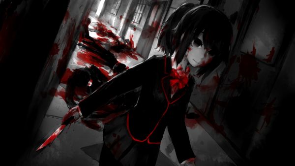 Ayano Aishi,Yandere Simulator,đồng phục học sinh,dao,Máu