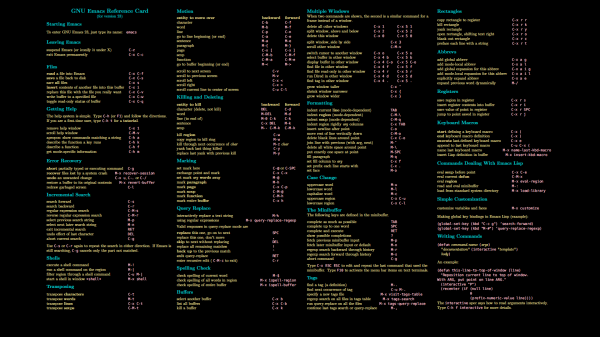 Linux,Программирование,Unix,код,Emacs,Шпаргалка