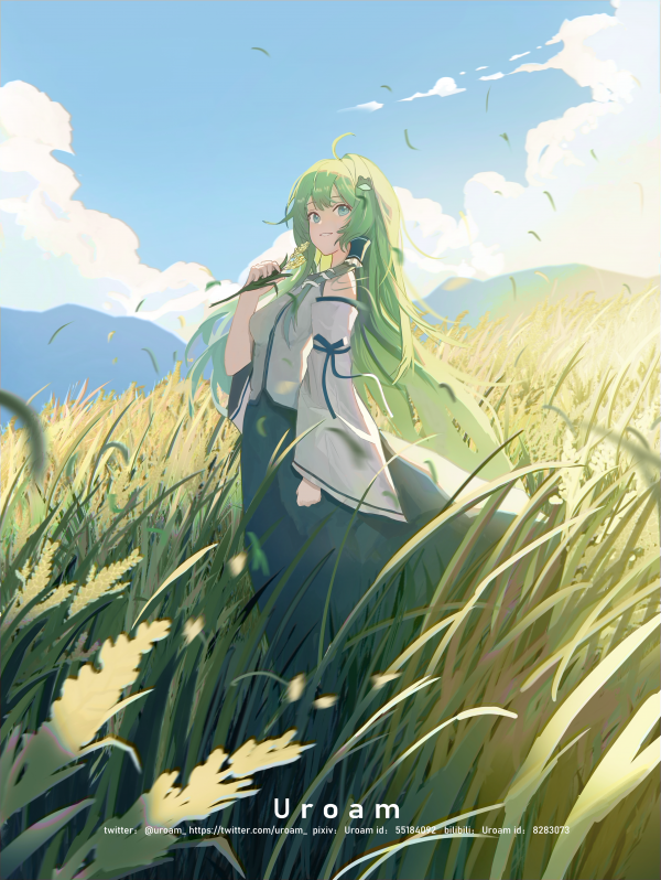 Pantalla de retrato,Touhou,Kochiya sanae,pelo largo,pelo verde,long sleeves