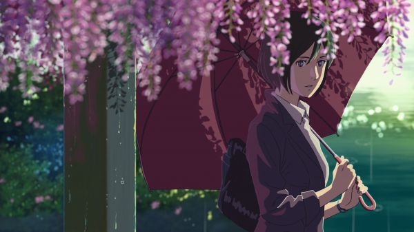 1920x1080 px,Makoto Shinkai,Yukino Yukari,blomster,paraply