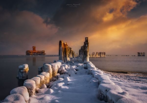 natura,paesaggio,acqua,la neve,inverno,pilastro