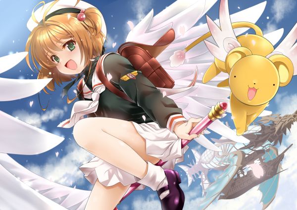 Card Captor Sakura,Kinomoto Sakura,vinger,brunette,grønne øjne