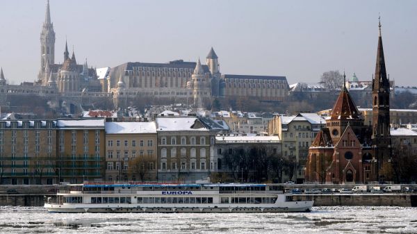 zimowy,śnieg,rzeka,Węgry,Budapeszt,wieża