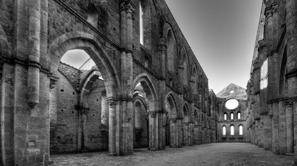 biely, čierna, Monochrome, pouličné, chrám, krajina