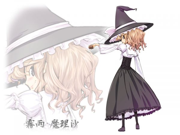 Kirisame Marisa,dziewczyna,kapelusz,sukienka,yamazaki mitsuru