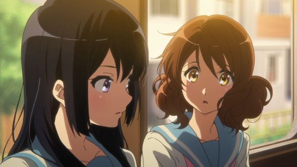 hibike euphonium,Oumae Кумико,Kousaka Reina,дълга коса,синя коса,къса коса