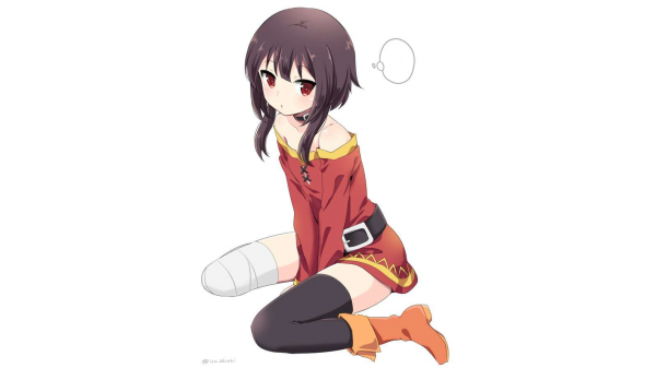 Kono Subarashii Sekai ni Shukufuku wo,Megumin,valkoinen tausta,punaiset silmät,tummat hiukset,anime