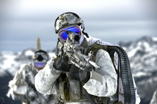 neige,hiver,véhicule,militaire,Navy SEALs,M249 SAW