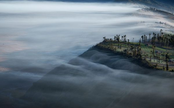 Indonesië,landschap,1230x768 px,veld-,mist,ochtend-