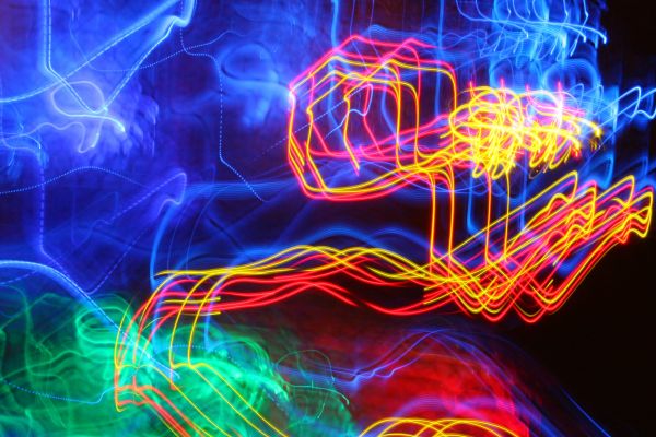 illustration,long exposure,light painting,colorful,christmas lights,electricity