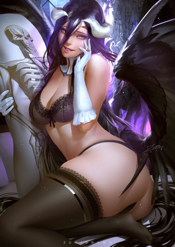 animemeisjes,anime,albedo OverLord,Ainz Ooal Toga,Overlord anime,succubus