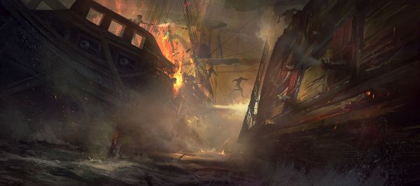 ship,pirates,naval battles,fantasy art,artwork,darkness