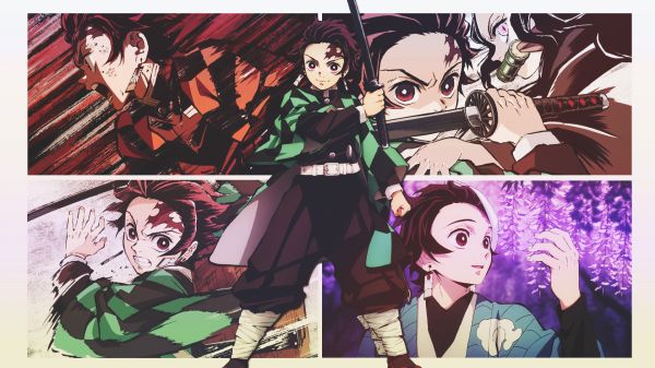 аниме, аниме момчета, колаж, DinocoZero, Kimetsu no Yaiba, Kamado Tanjiro