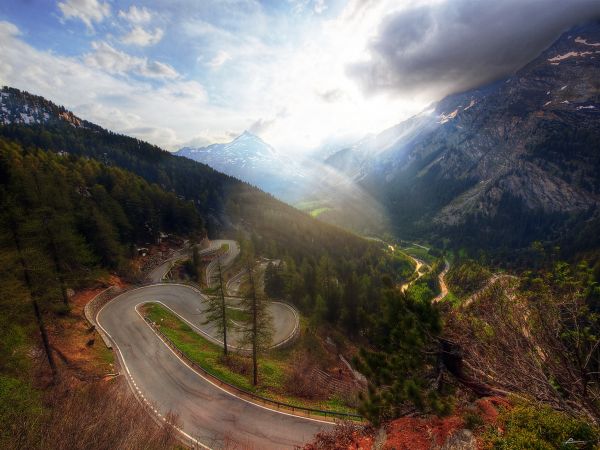 Güneş ışığı, Ağaçlar, Manzara, Dağlar, Tepe, orman