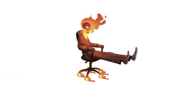 illustration,minimalism,cartoon,skull,Ghost Rider,chair