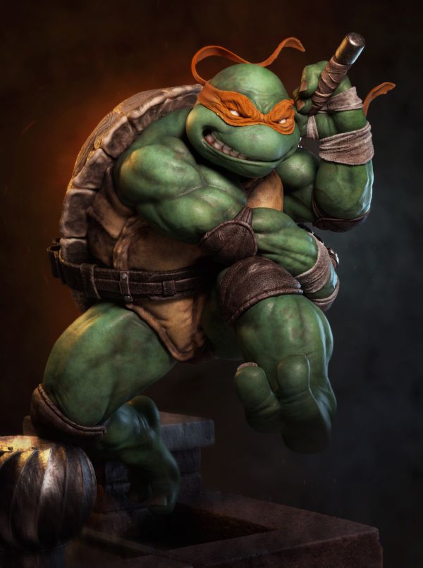 Tác phẩm nghệ thuật,ArtStation,Ninja rùa đột biến Tuổi teen,Michelangelo TMNT